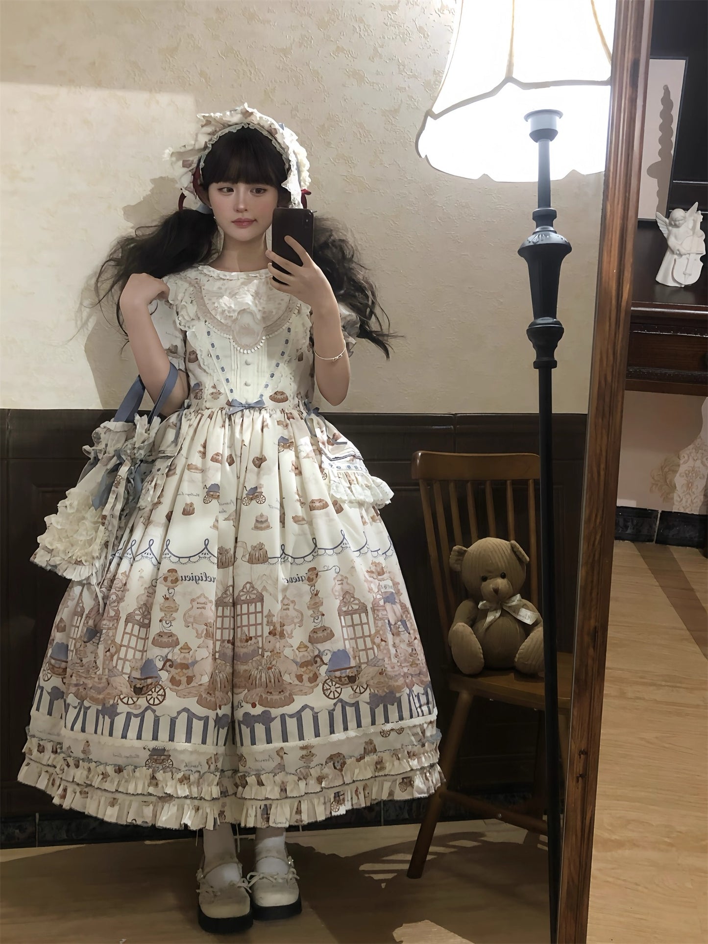 【受注予約~12/10】Antique Dessert Shop ワンピース【babyblue】