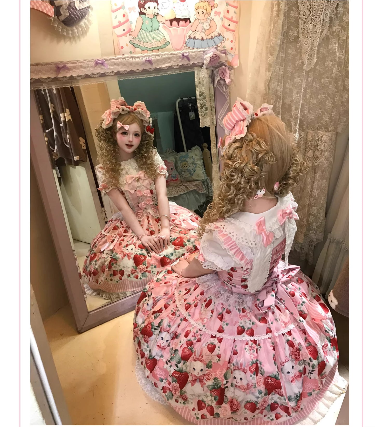 【受注予約~4/29】Strawberry Rabbit ワンピース・ジャンパースカート・トップス【Antique Doll】