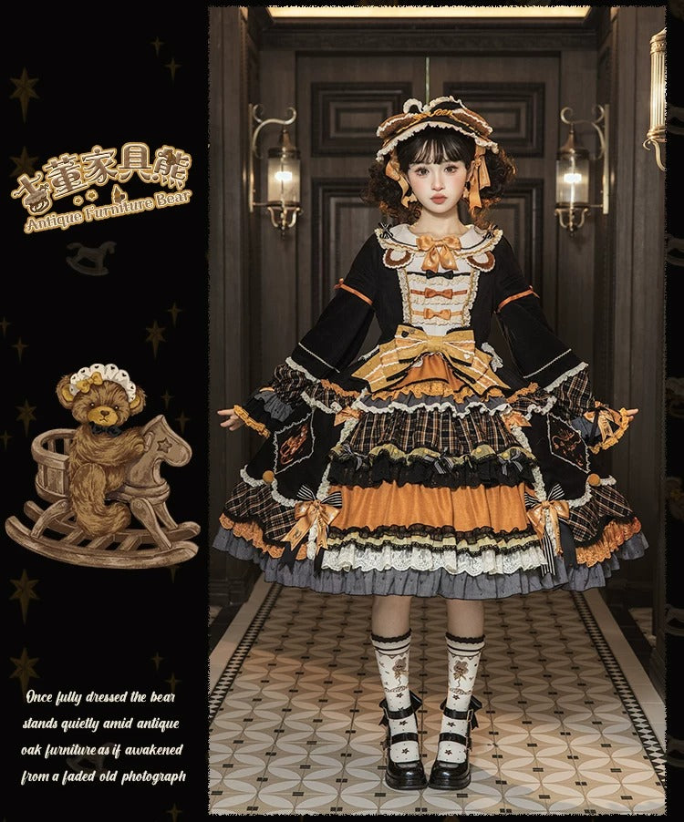 【受注予約~9/8】Antique Furniture Bear ワンピース・ジャンパースカート・ブラウス【Melliflorpearl】