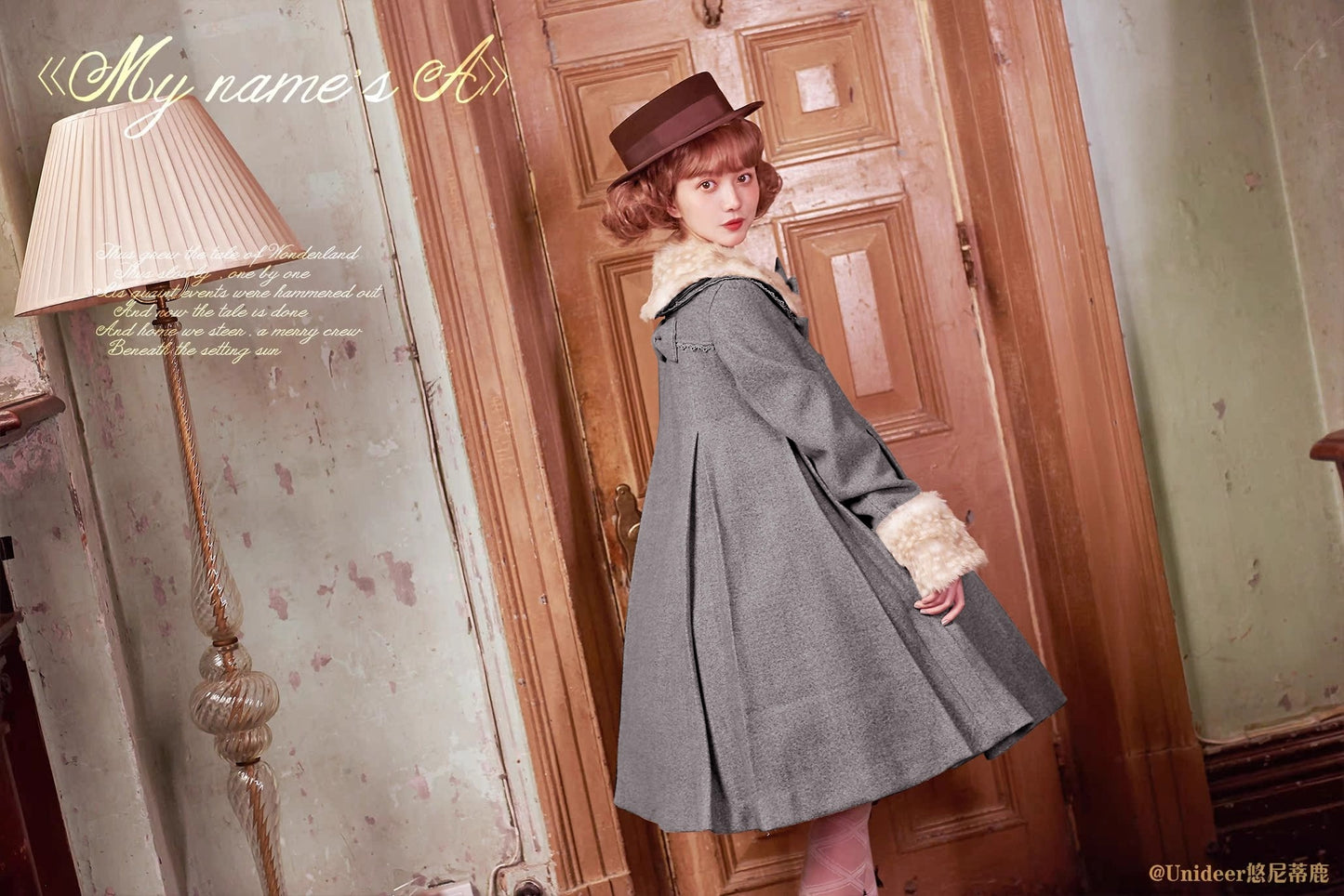 Aラインファーつきコート(裏地ダウンver.)【Unideer】