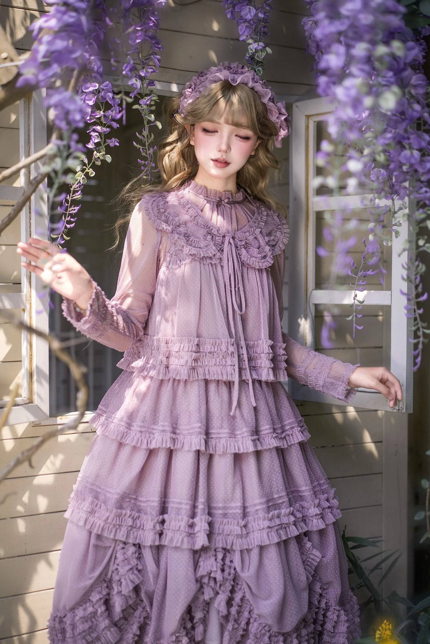 Gepunktetes Tüll-Stufenkleid (110 cm) [Nan'i Western Clothing]