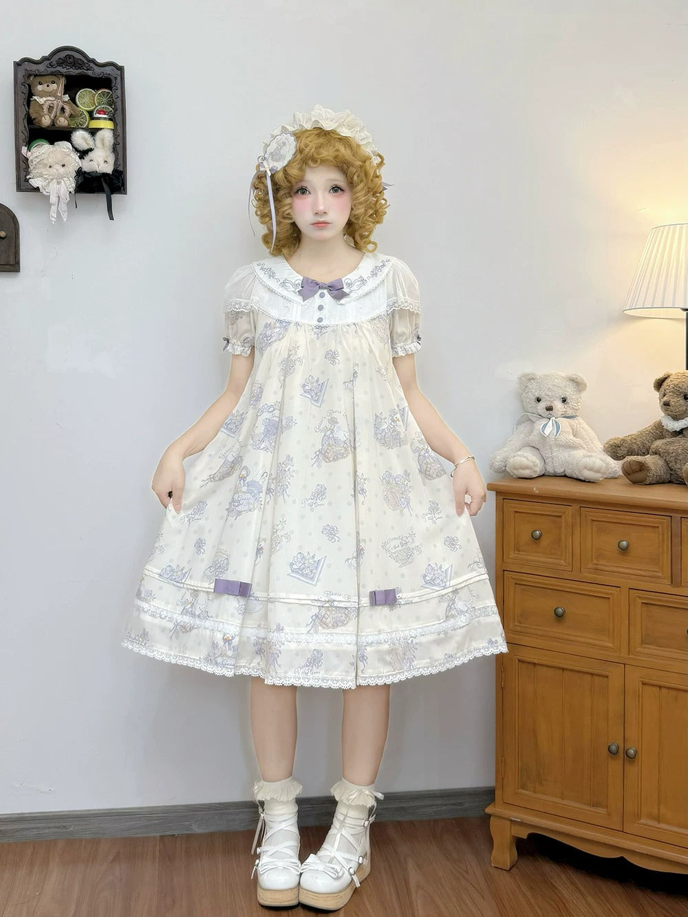 【受注予約~7/23】Little White Goose with Flowers ワンピース(タイプ2)【Miss Cube】