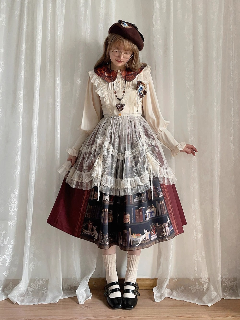 【受注予約~11/6】German Bookshelf スカート【Miss Point】