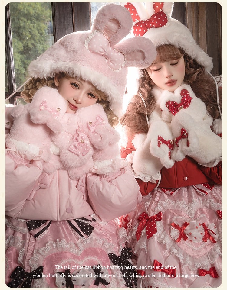 【受注予約~11/12】Winter Rabbit うさ耳ぼうし・手袋・マフラー【花与珍珠匣】