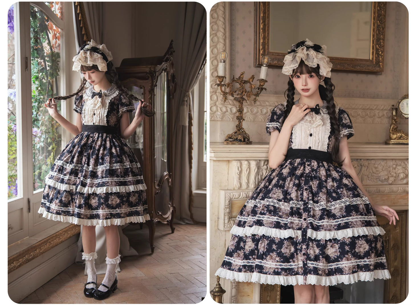 【受注予約~2/15】Black Rose ワンピース(タイプ1)【LittlePlum】