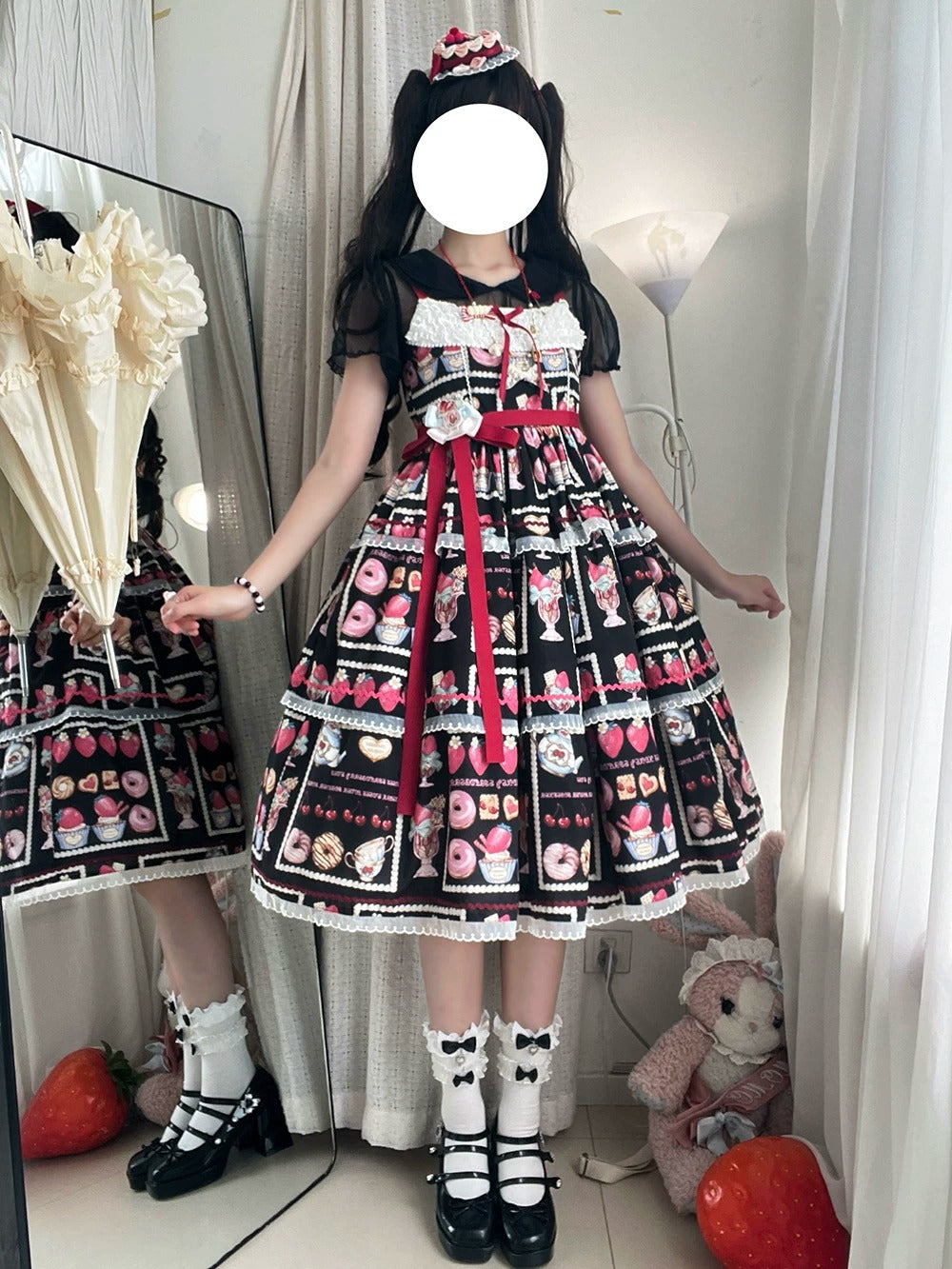 【受注予約~6/24】Strawberry Parfait Tea ジャンパースカート【Miss Cube】