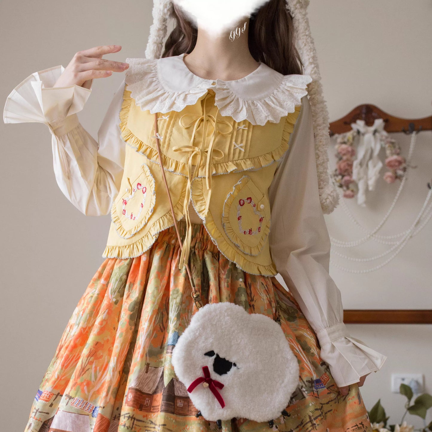 綿レース長袖ブラウス【MIST】