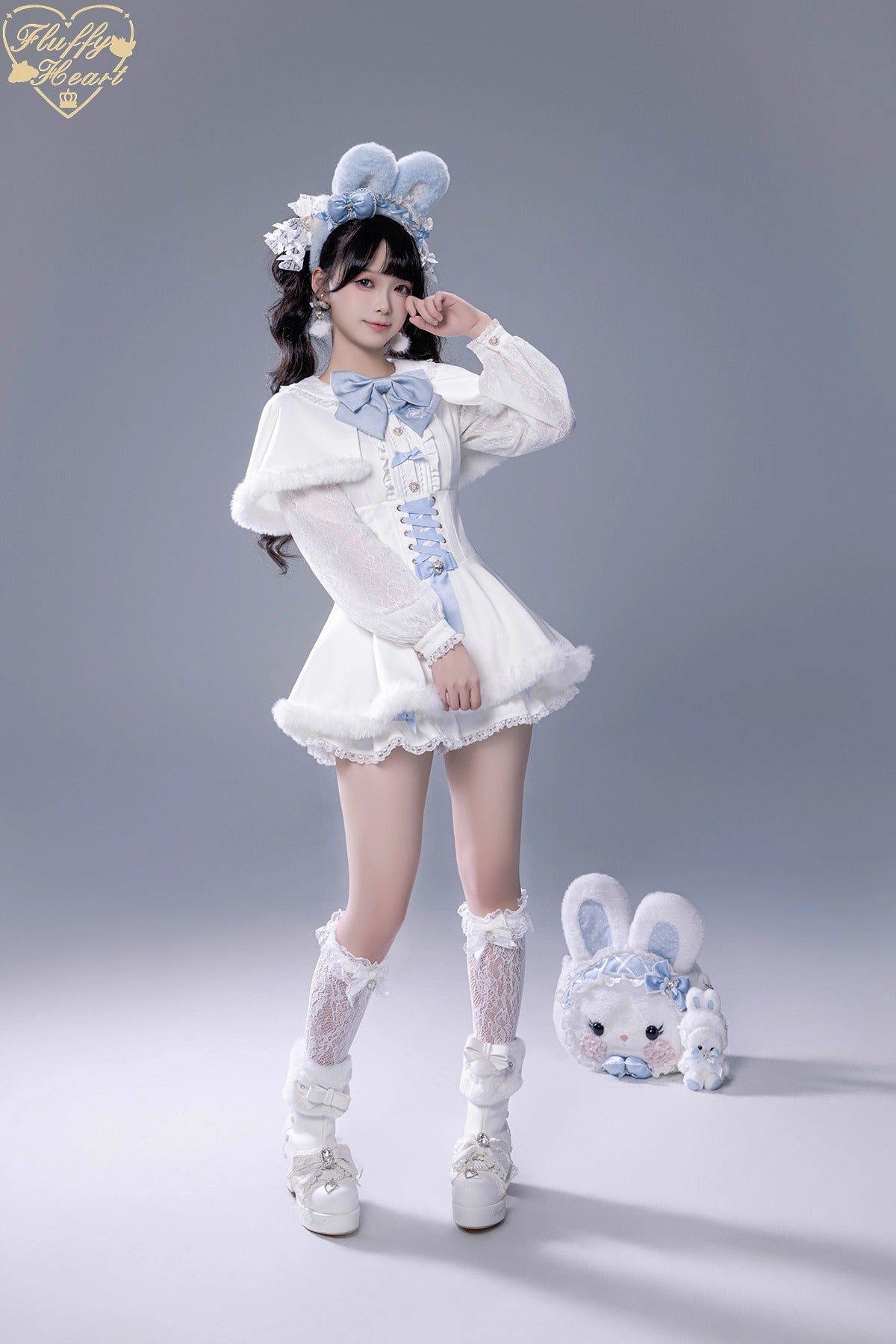 ふわふわファーセットアップ【Fluffy Heart×momo】