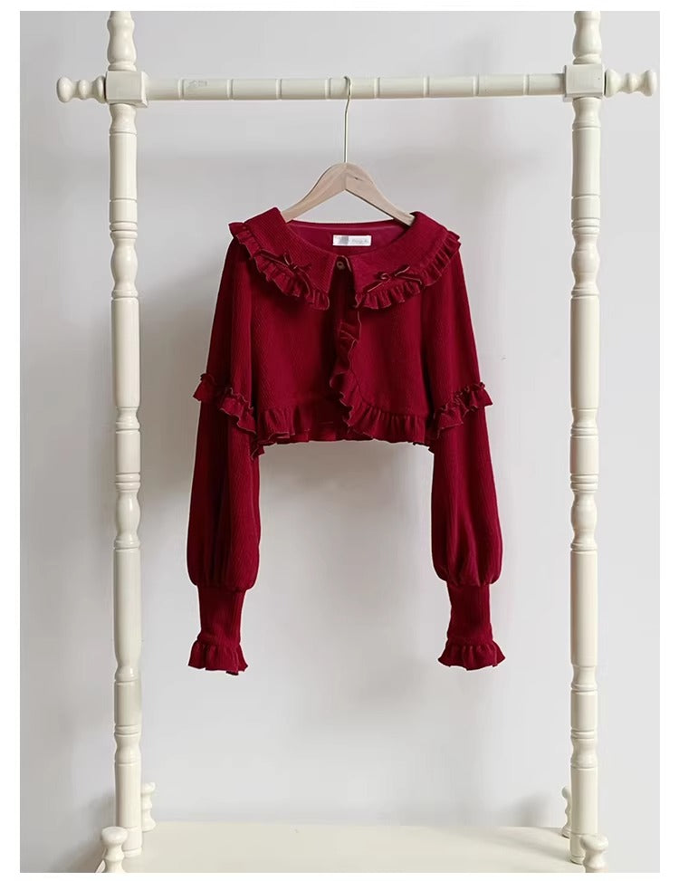 襟付きニットカーディガン【With Puji】