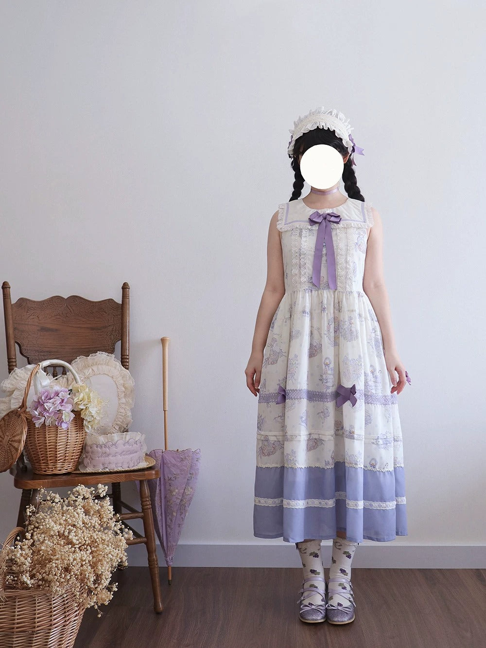 【受注予約~7/23】Little White Goose with Flowers ジャンパースカート【Miss Cube】
