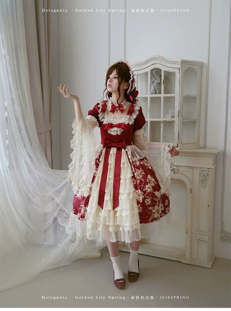 【受注予約~6/18】金百合の春 ワンピース【Beleganty】