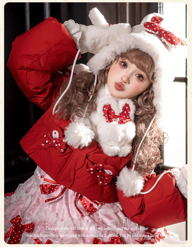 【受注予約~11/12】Winter Rabbit うさ耳ぼうし・手袋・マフラー【花与珍珠匣】