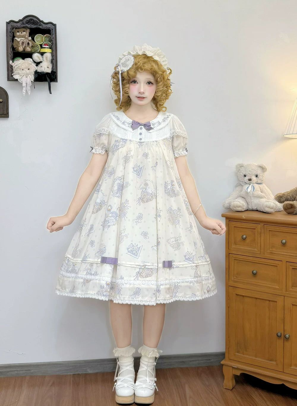 Little White Goose with Flowers ワンピース(タイプ2)【Miss Cube