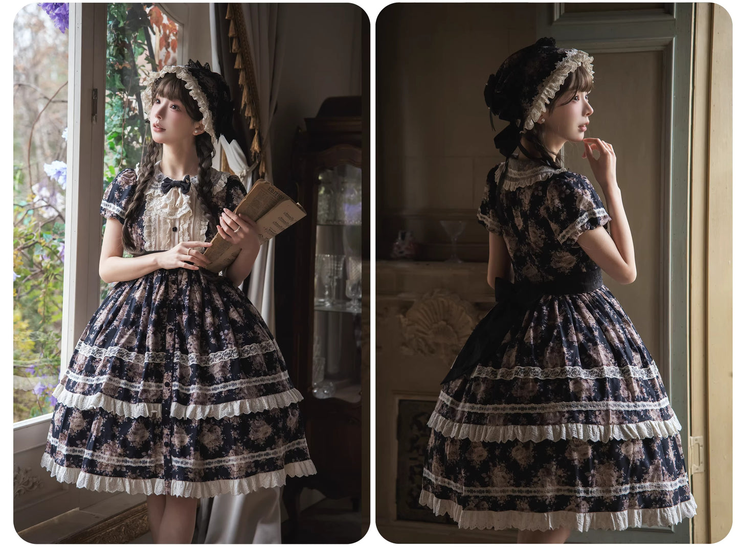 【受注予約~2/15】Black Rose ワンピース(タイプ1)【LittlePlum】