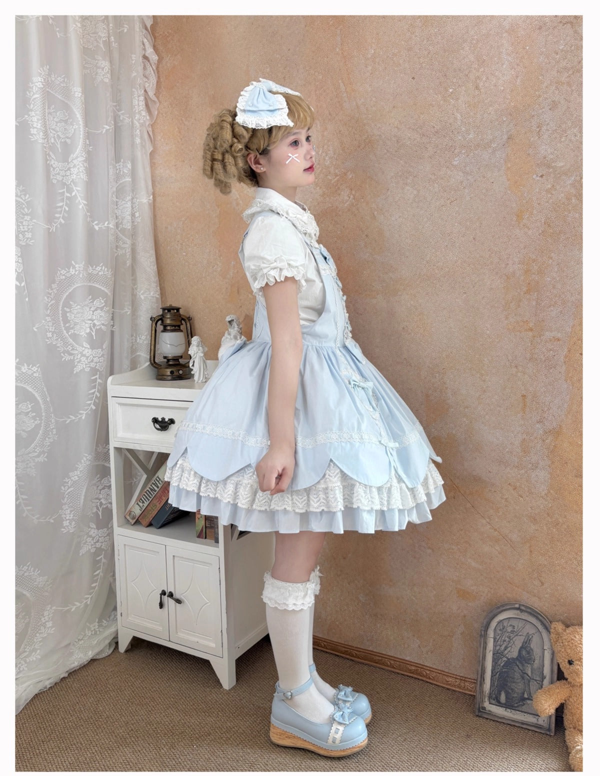 【受注予約~8/11】Cream Petals サロペット【天线猫】