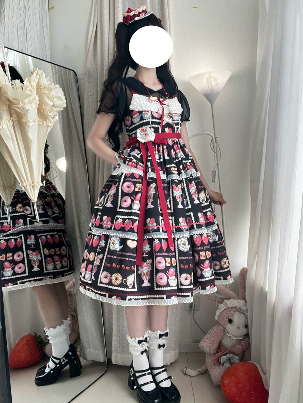 【受注予約~6/24】Strawberry Parfait Tea ジャンパースカート【Miss Cube】