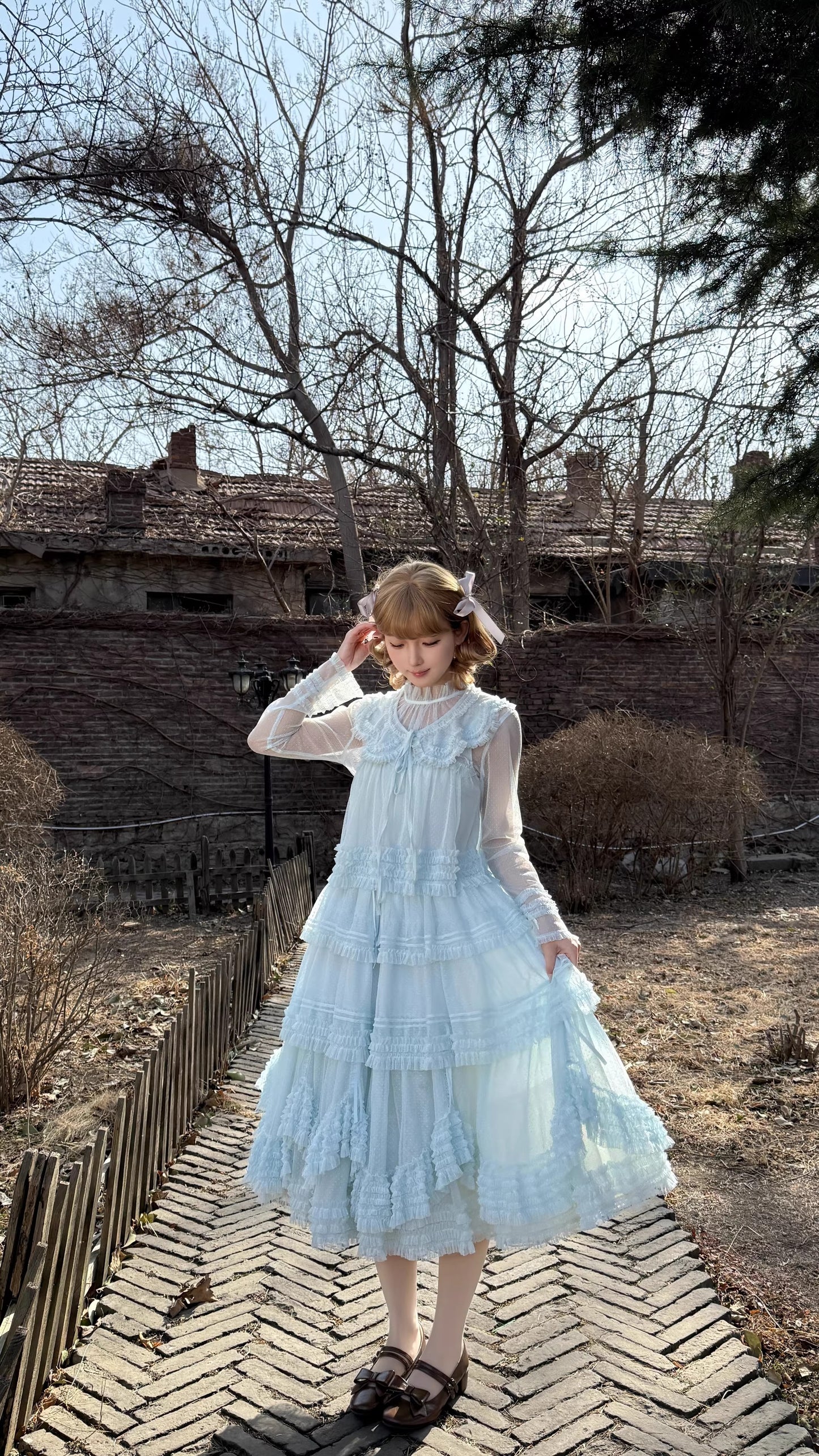 Gepunktetes Tüll-Stufenkleid (110 cm) [Nan'i Western Clothing]