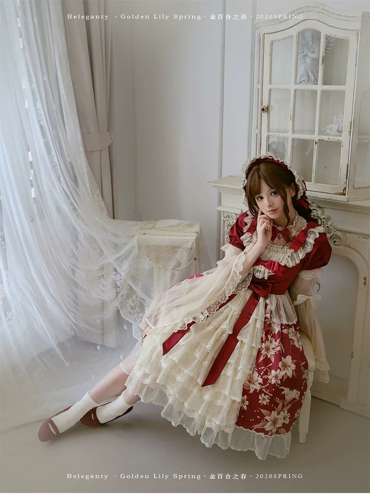 【受注予約~6/18】金百合の春 ワンピース【Beleganty】