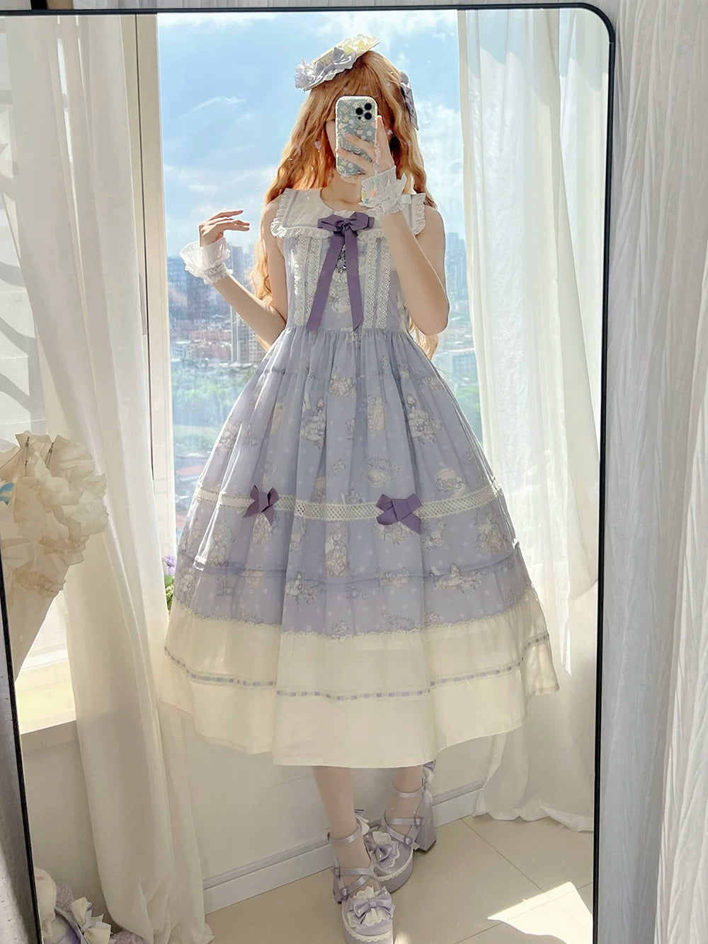 【受注予約~7/23】Little White Goose with Flowers ジャンパースカート【Miss Cube】