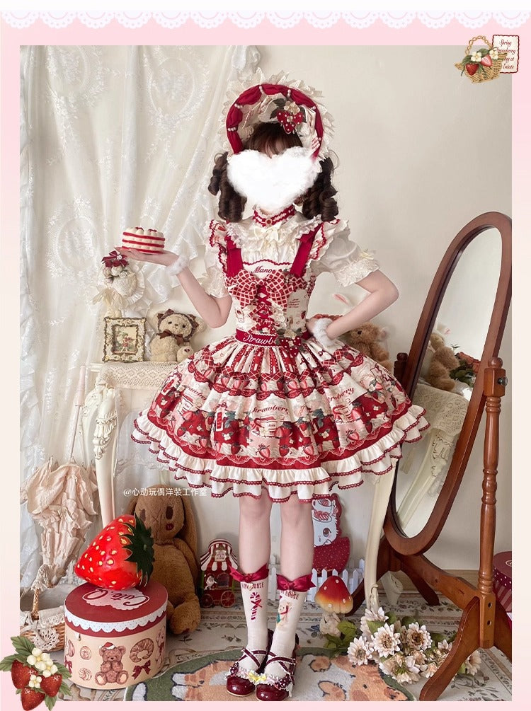 【受注予約~11/30】Strawberry Garden ワンピース・ジャンパースカート【心动玩偶】