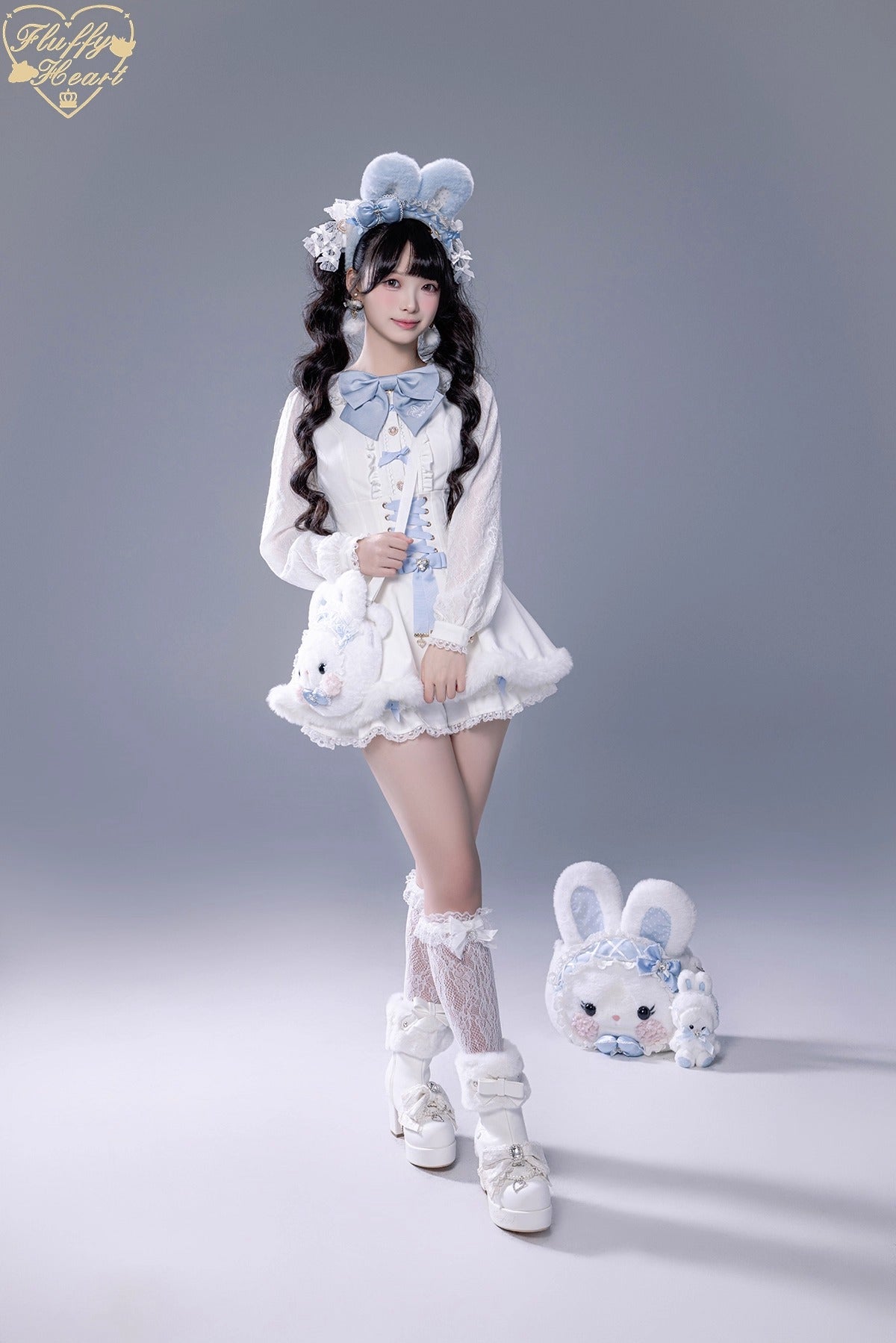 ふわふわファーセットアップ【Fluffy Heart×momo】