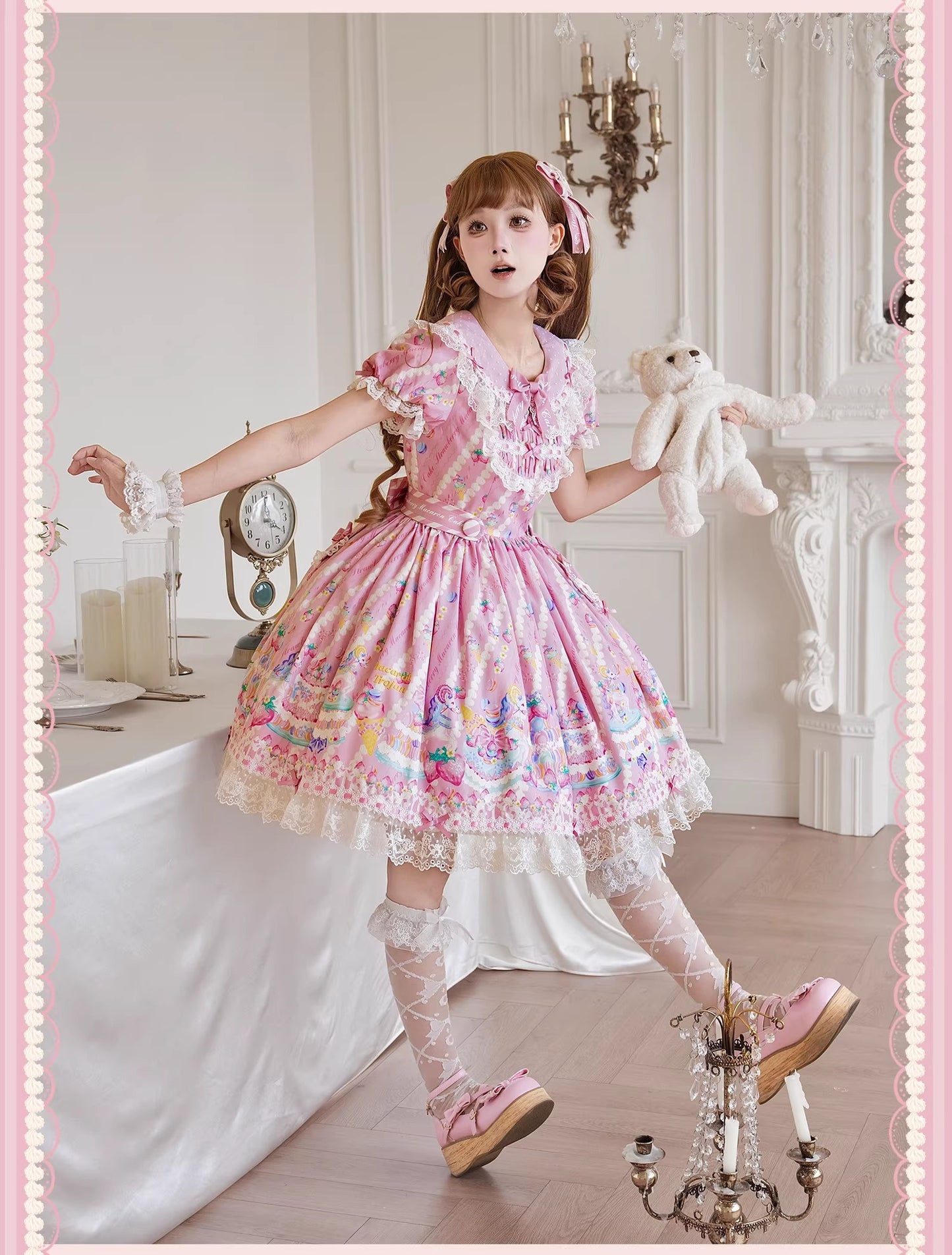 【受注予約~4/27】Pastel Macarons ワンピース(タイプ3)【双生小熊】