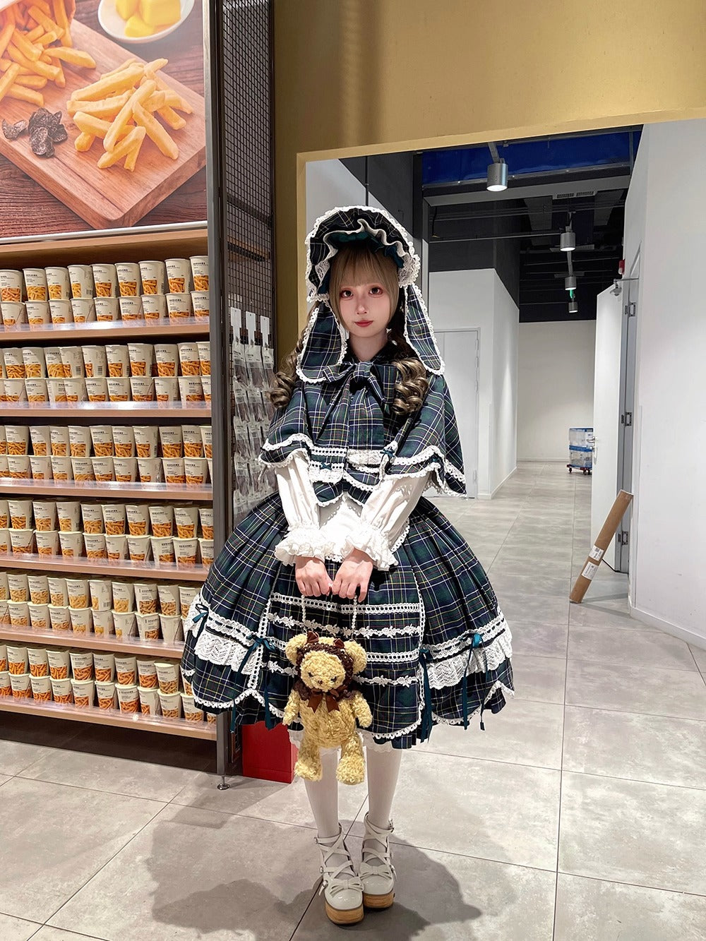 【受注予約~10/16】Ancient Petal Cake ワンピース・ジャンパースカート(チェックver.）【Miss Point】