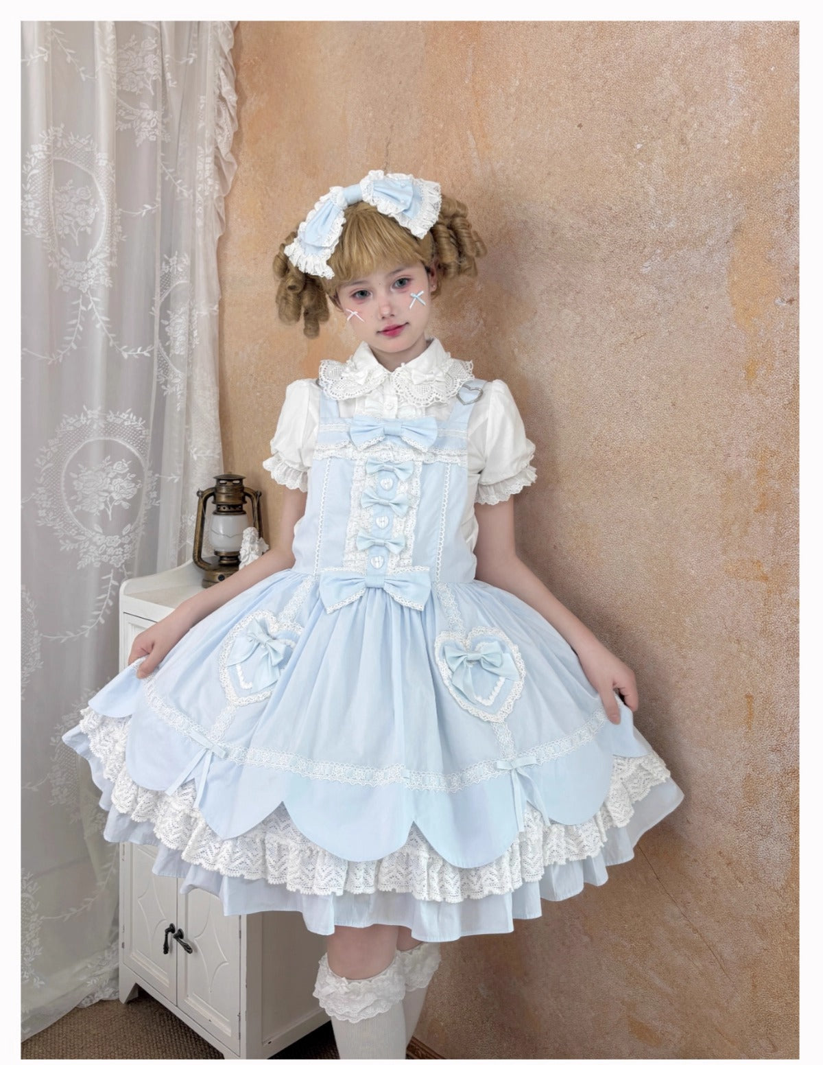 【受注予約~8/11】Cream Petals サロペット【天线猫】