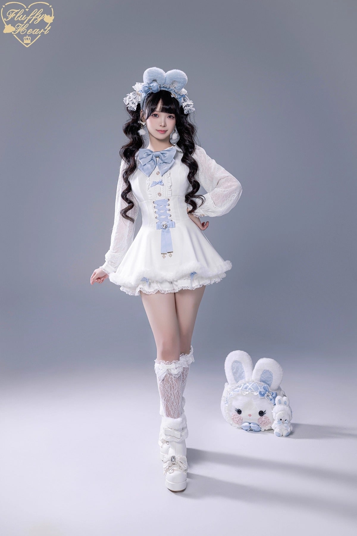 ふわふわファーセットアップ【Fluffy Heart×momo】