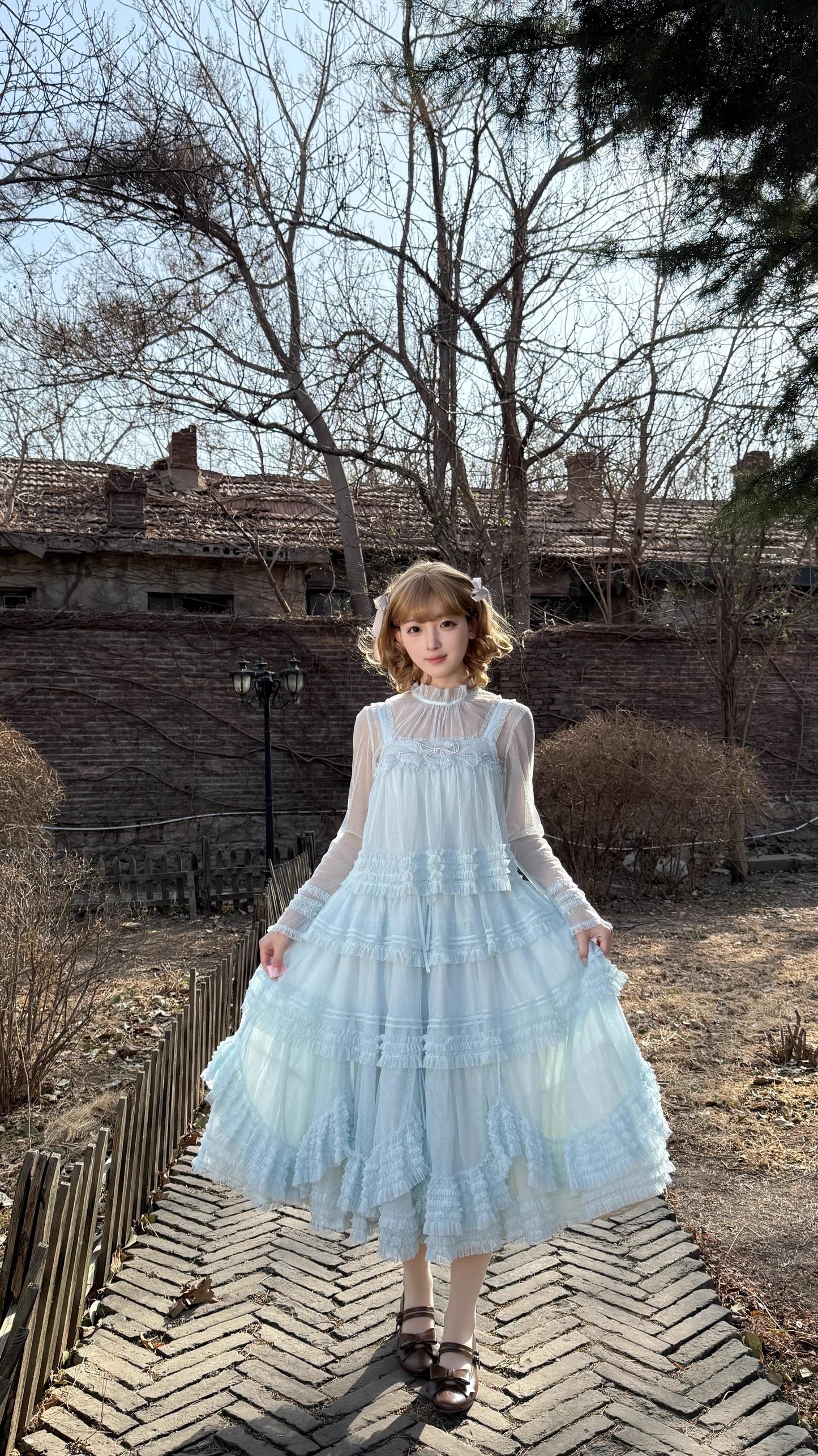 【受注予約~4/16】ドットチュールティアードジャンパースカート（115cm）【暖屿洋装】