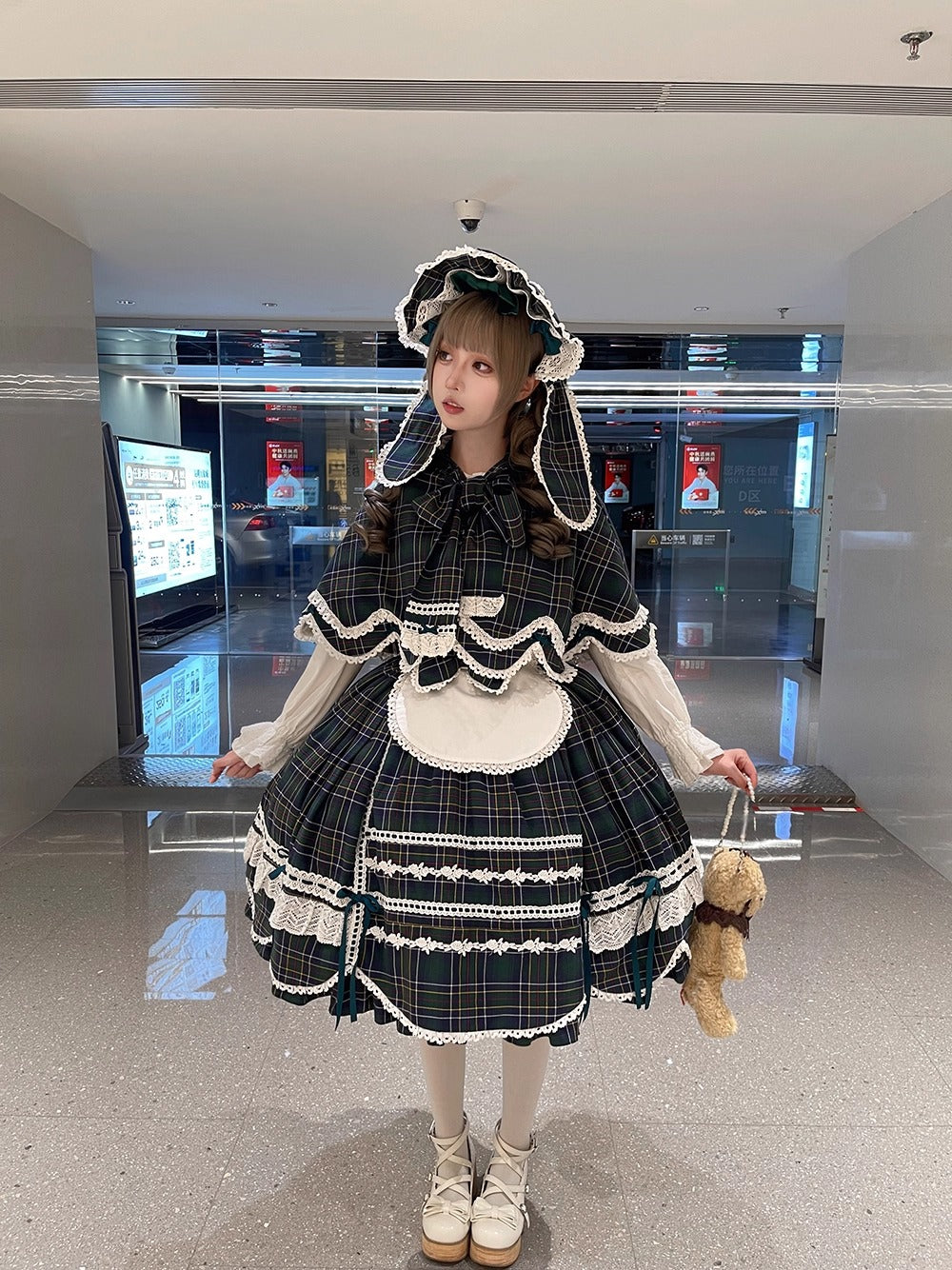 【受注予約~10/16】Ancient Petal Cake ワンピース・ジャンパースカート(チェックver.）【Miss Point】