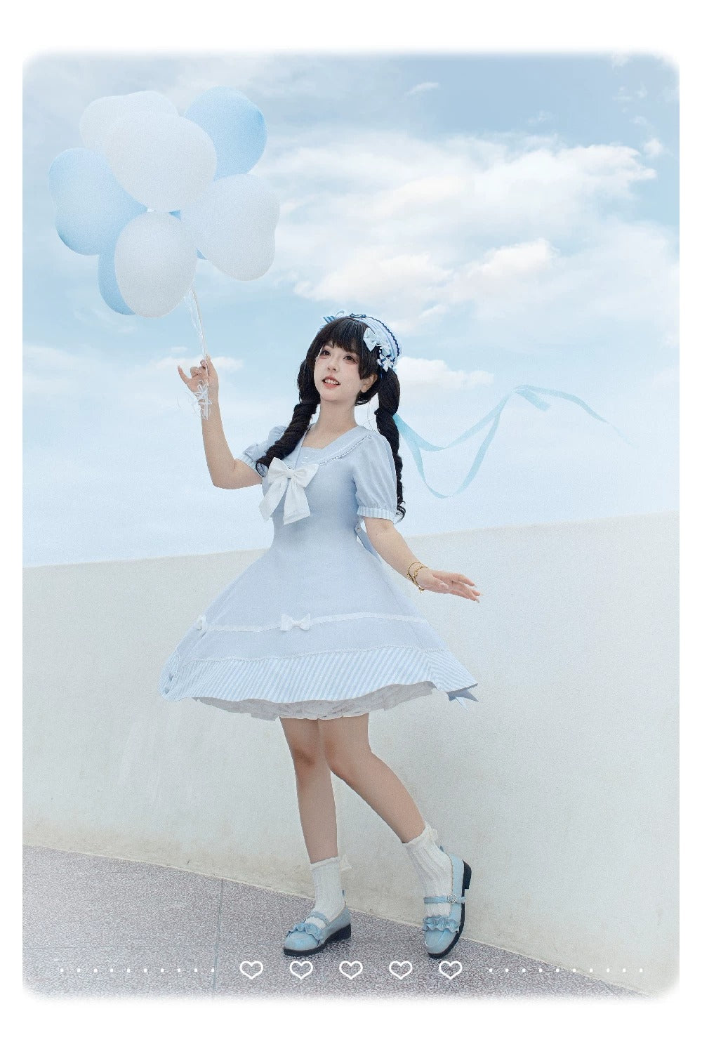 【受注予約~8/10】Little Summer セーラーワンピース・ハットセット【HawBerry】