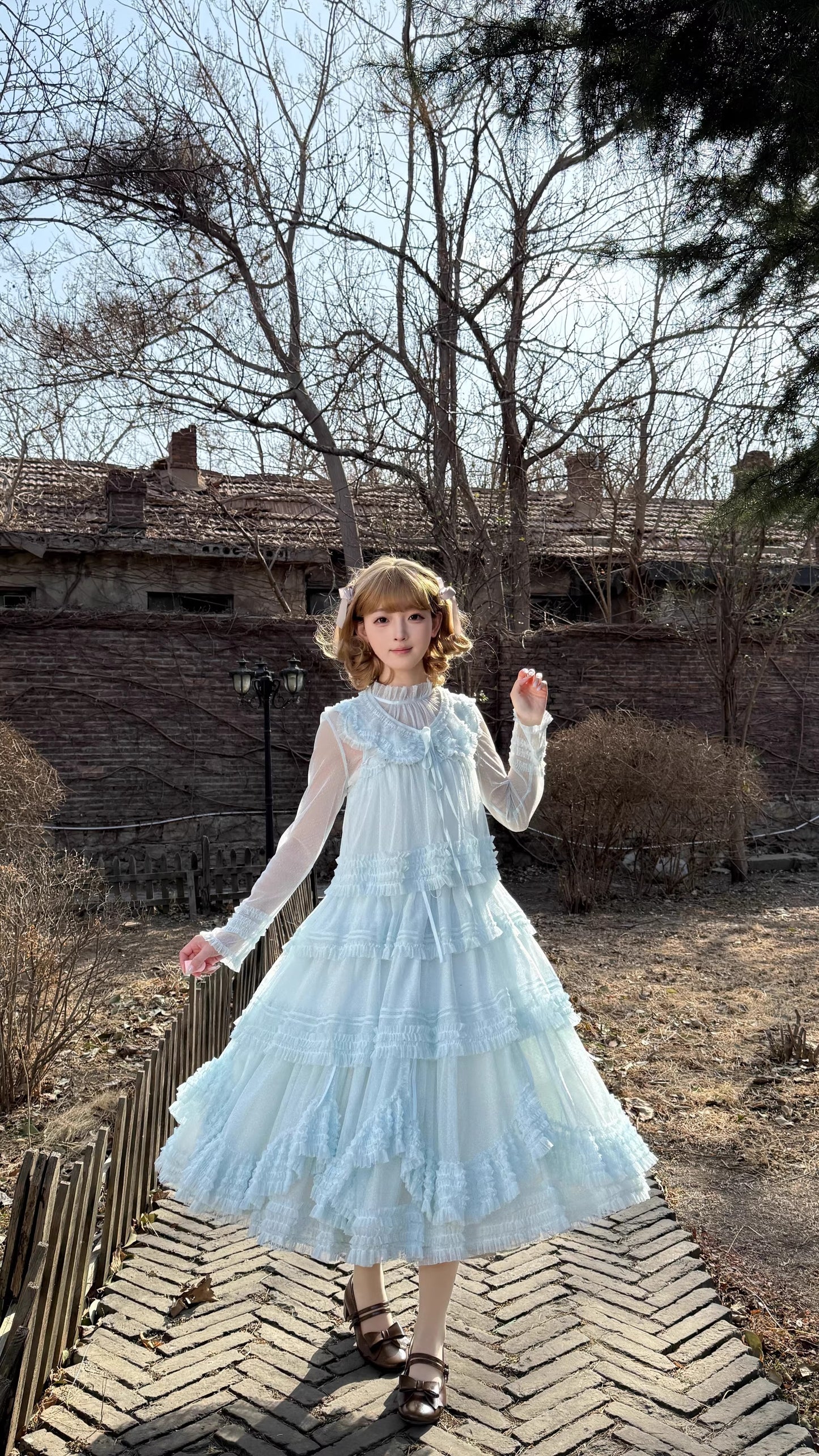 【受注予約~4/16】ドットチュールティアードジャンパースカート（120cm）【暖屿洋装】