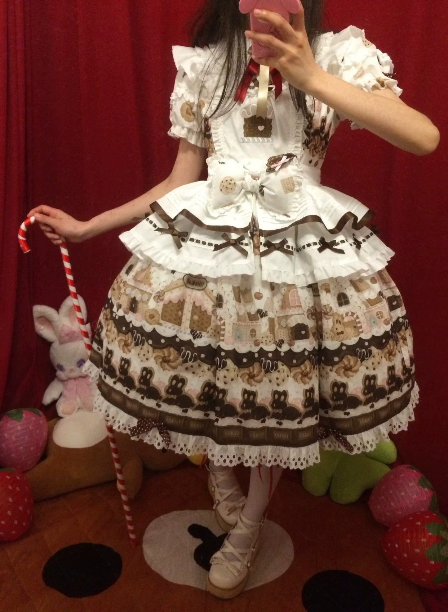 【受注予約~5/18】Bunny Gingerbread House エプロン付きワンピース【babyblue】