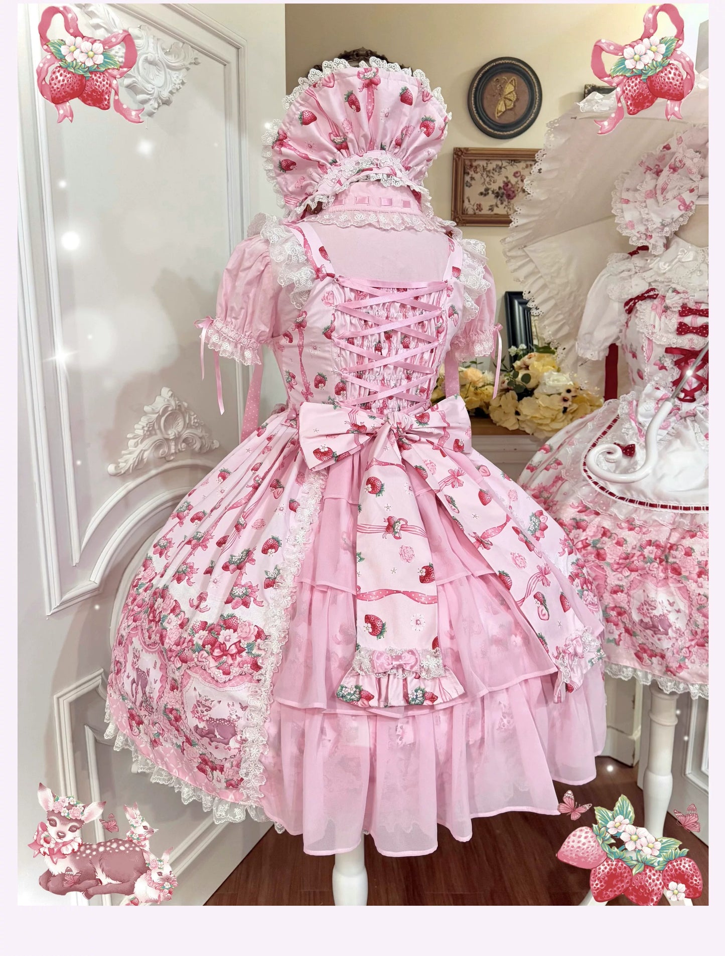 【受注予約~8/23】Fawn Strawberry Garden ジャンパースカート【TaTaTa Lolita】