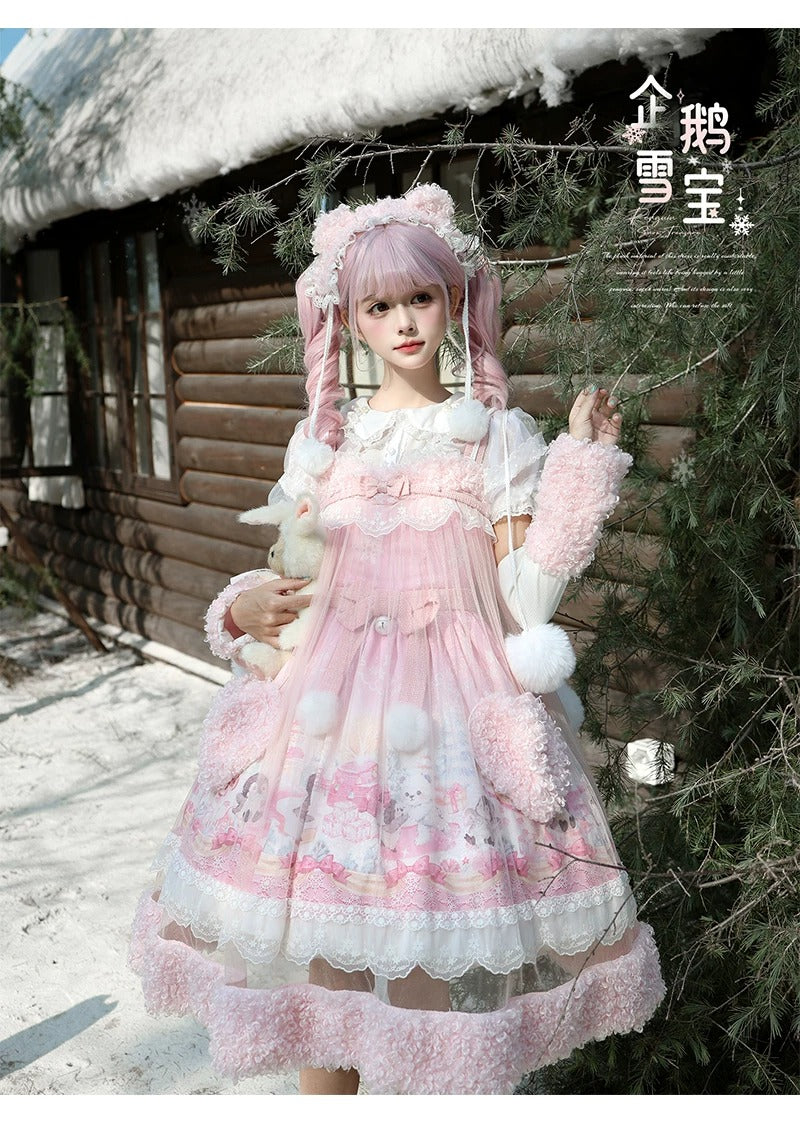 【受注予約~10/12】Penguin Snow Baby ジャンパースカート・インナートップス【Lineball Cat】