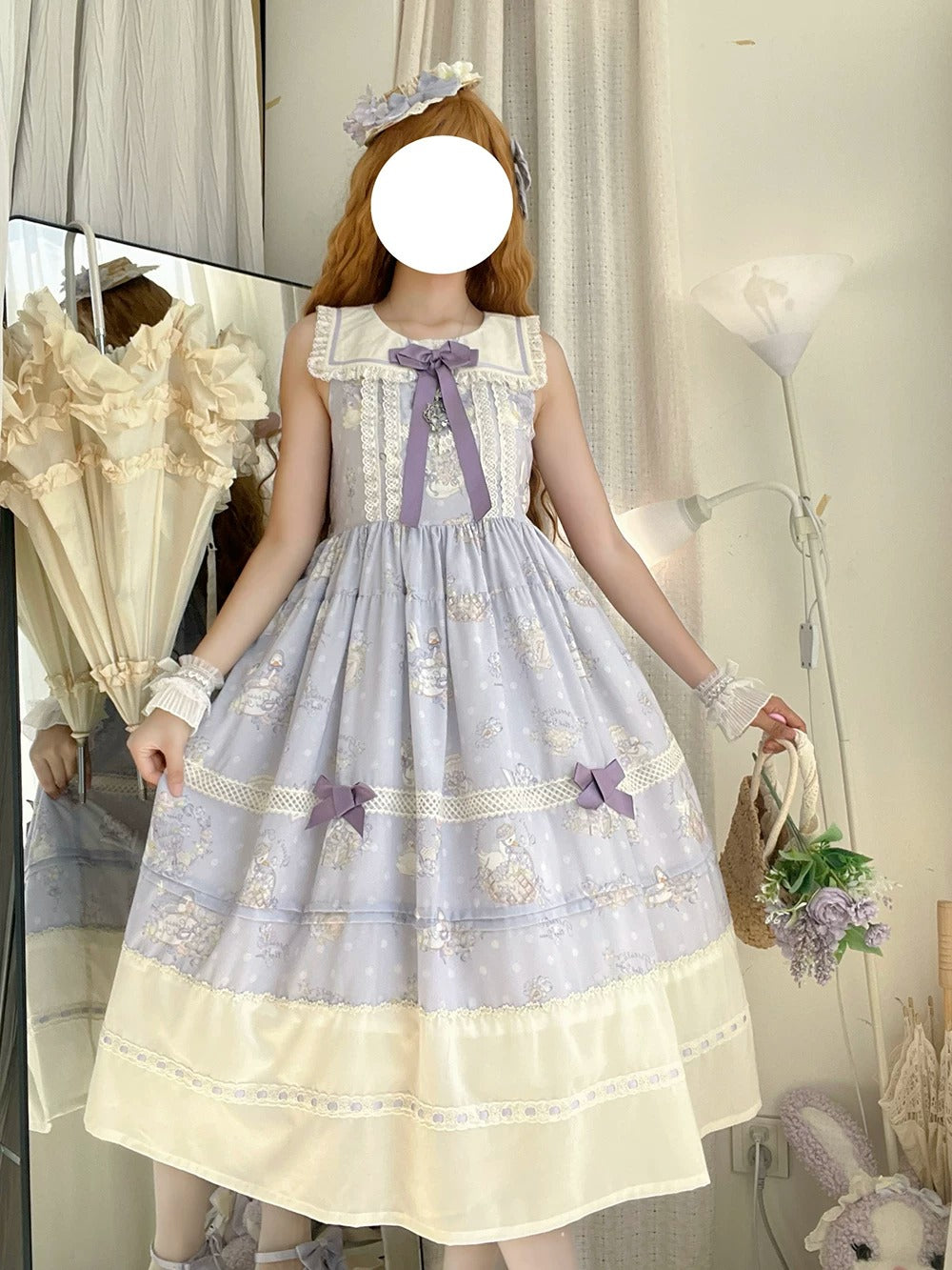 【受注予約~7/23】Little White Goose with Flowers ジャンパースカート【Miss Cube】