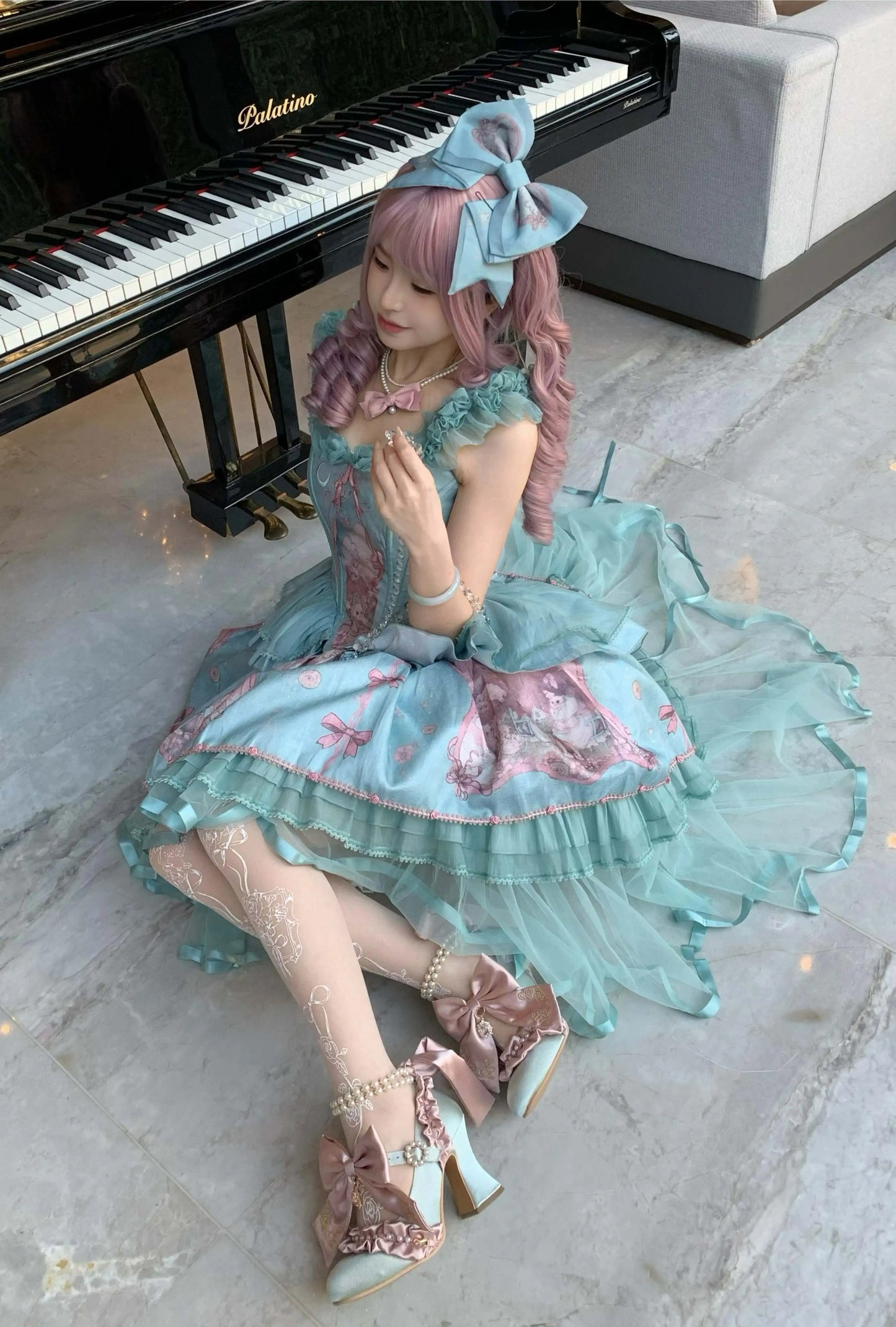 【受注予約~4/27】Ribbon Sonata ヒールパンプス【Aimee】