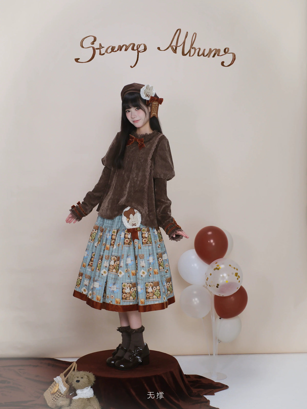 【受注予約~10/1】クッキー缶 ブラウス・スカート【Stamp Albums】