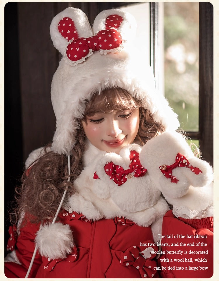 【受注予約~11/12】Winter Rabbit うさ耳ぼうし・手袋・マフラー【花与珍珠匣】