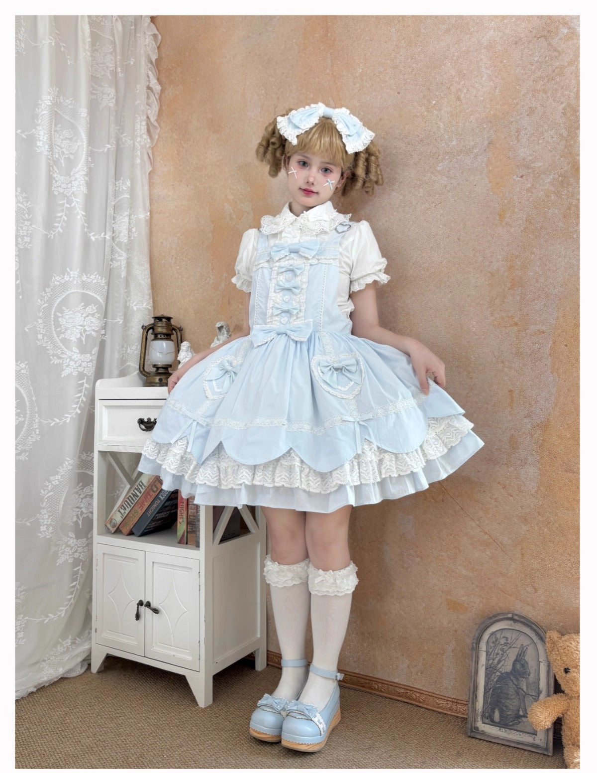 【受注予約~8/11】Cream Petals サロペット【天线猫】