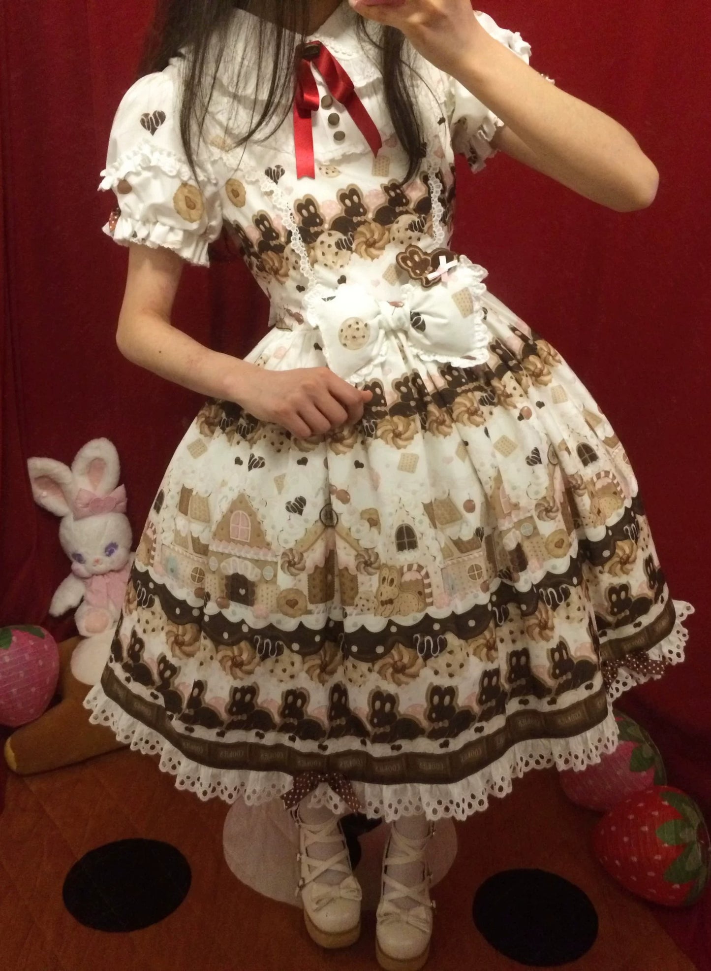 【受注予約~5/18】Bunny Gingerbread House エプロン付きワンピース【babyblue】