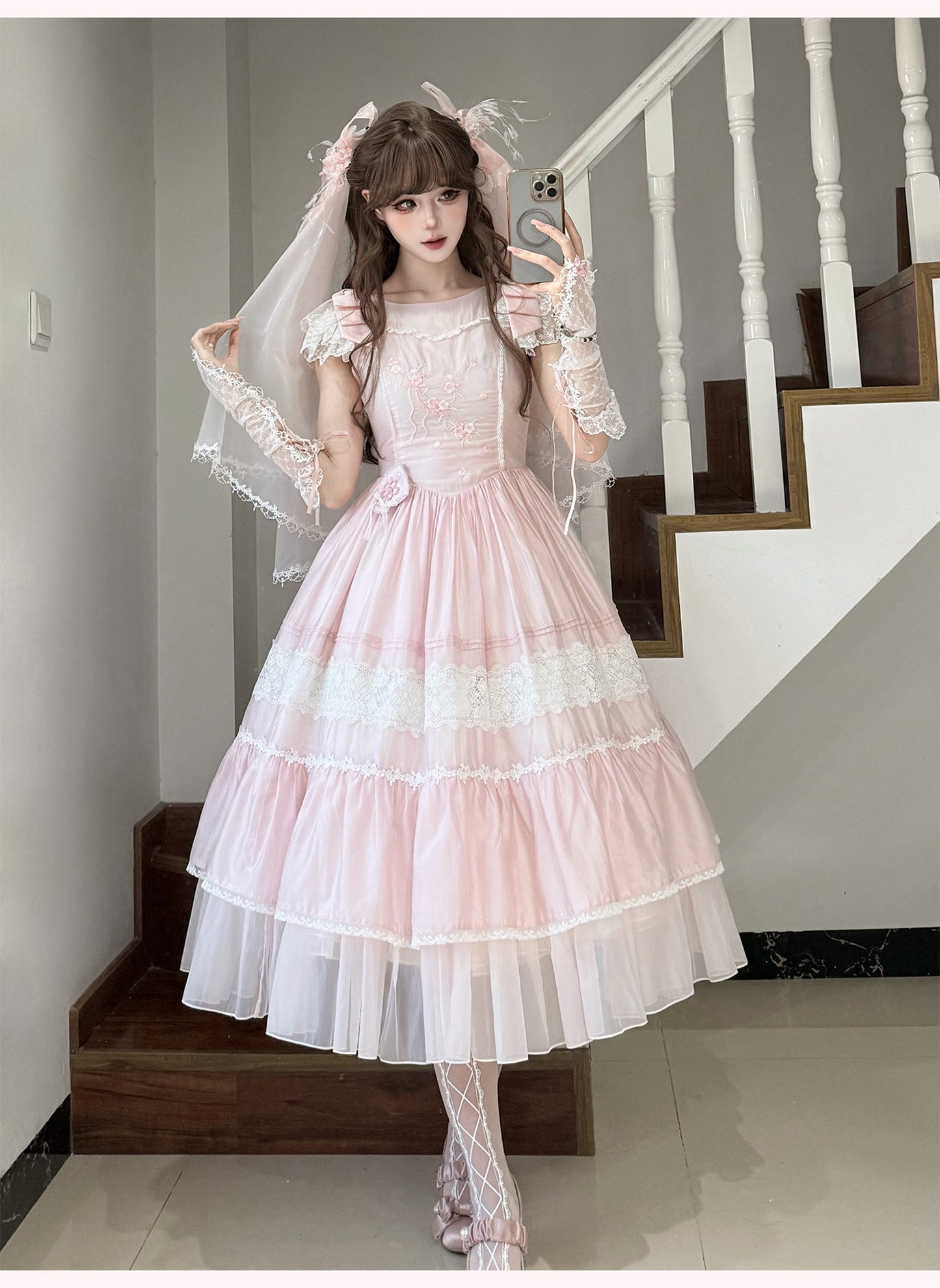 【受注予約~1/29】浮桜 ワンピース・ジャンパースカート【LizBird】