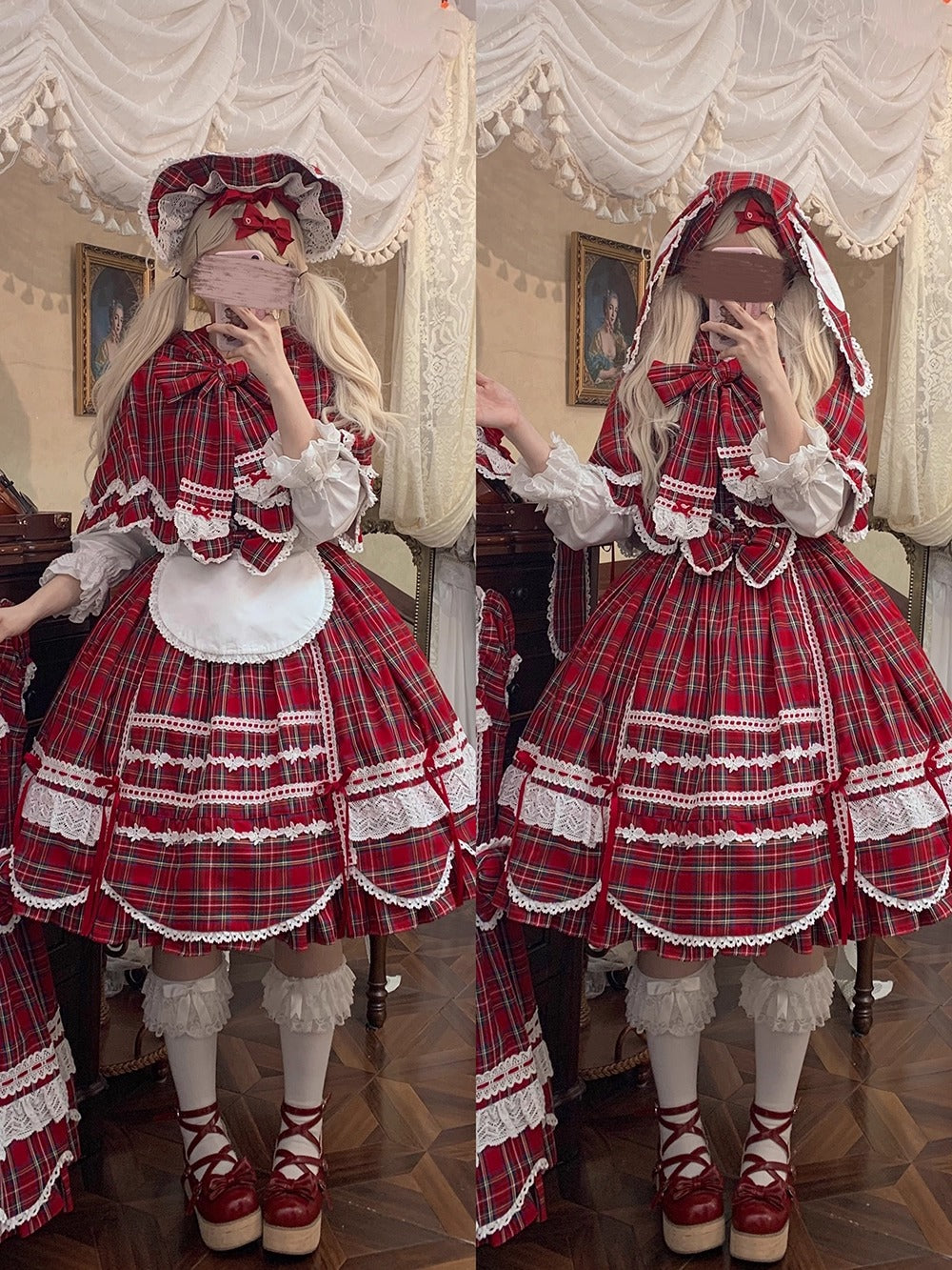 【受注予約~10/16】Ancient Petal Cake ワンピース・ジャンパースカート(チェックver.）【Miss Point】