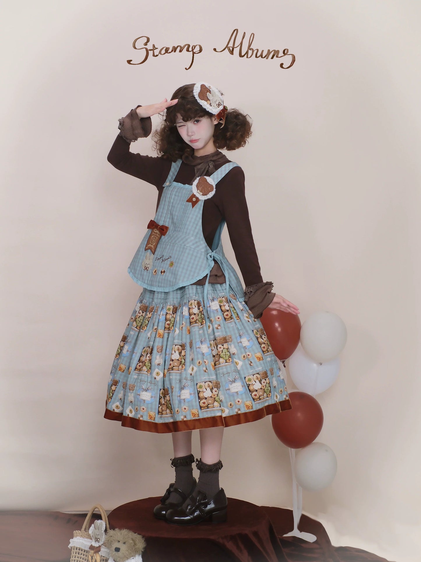 【受注予約~10/1】クッキー缶 ブラウス・スカート【Stamp Albums】