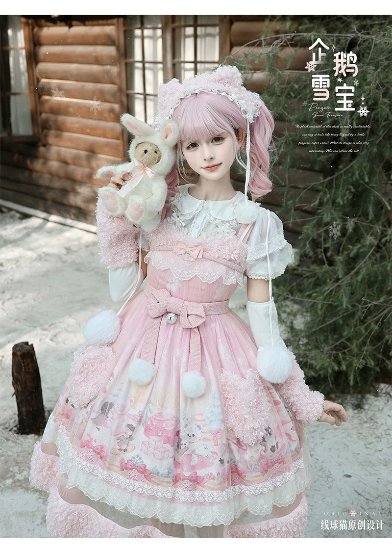 【受注予約~10/12】Penguin Snow Baby ジャンパースカート・インナートップス【Lineball Cat】