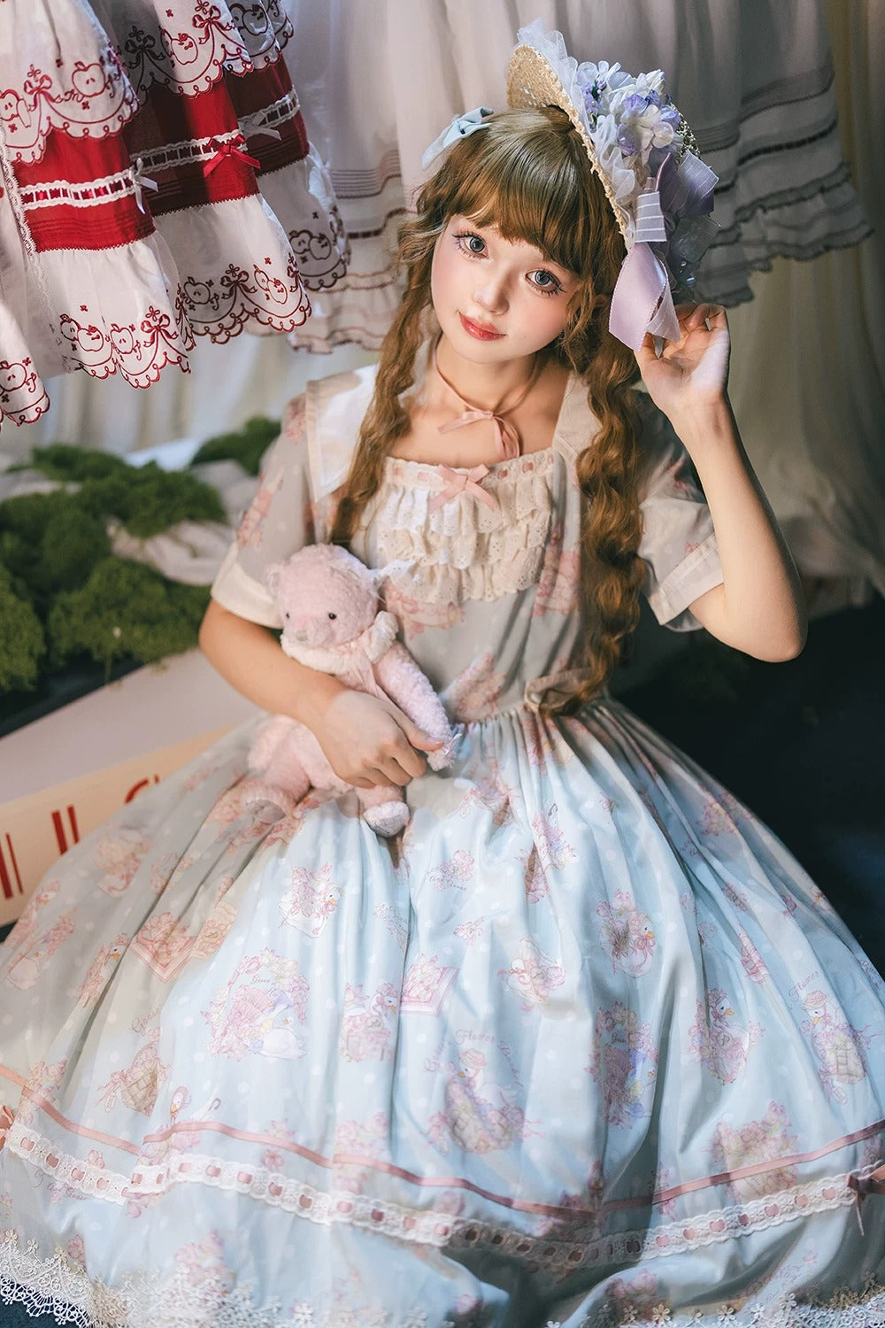 【受注予約~7/23】Little White Goose with Flowers ワンピース(タイプ1)【Miss Cube】