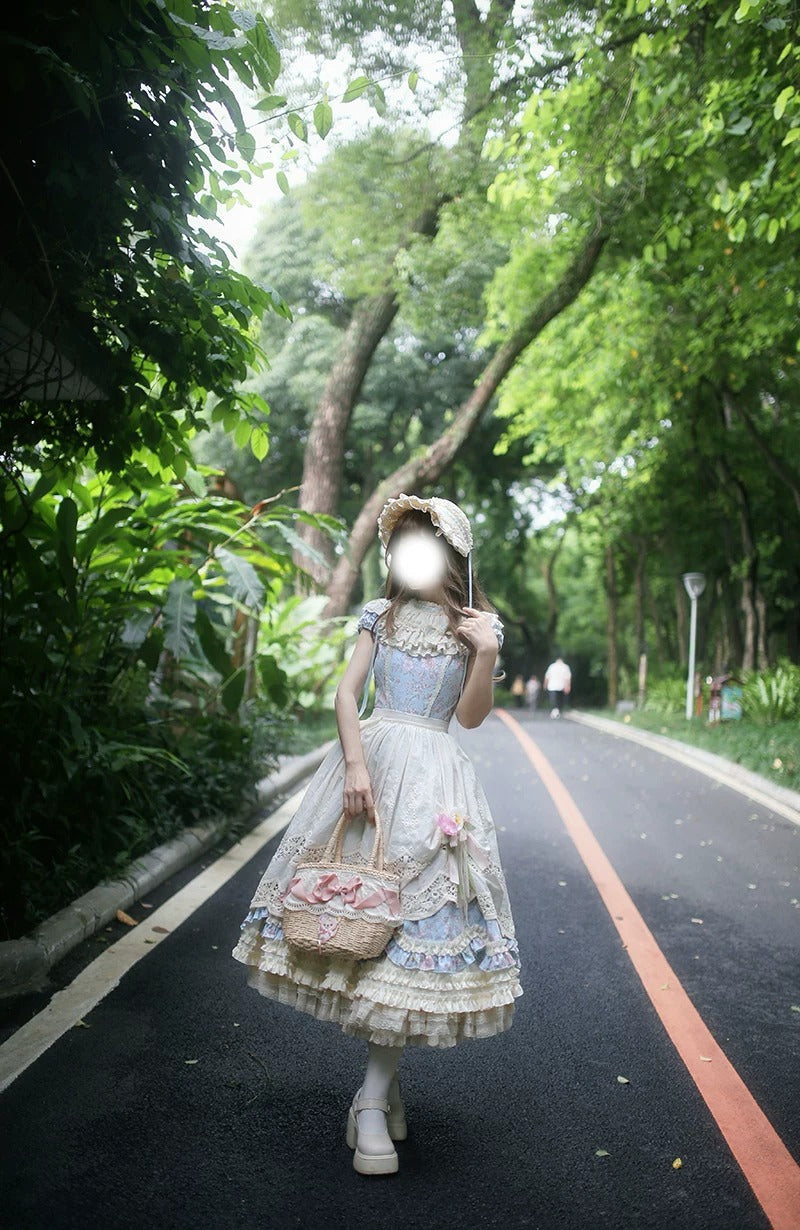【受注予約~7/20】Romantic Flowers ワンピース(タイプ1)　【白月】
