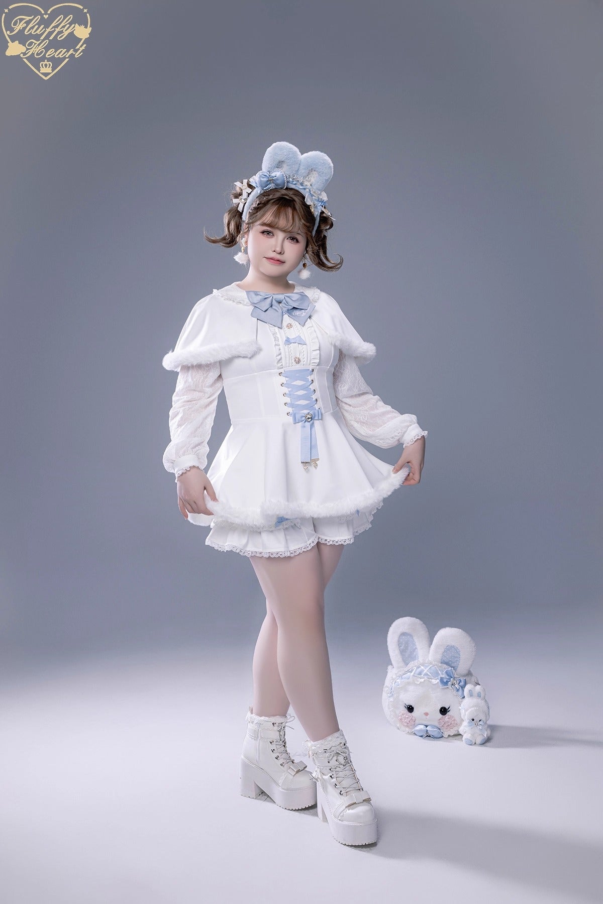 ふわふわファーセットアップ【Fluffy Heart×momo】