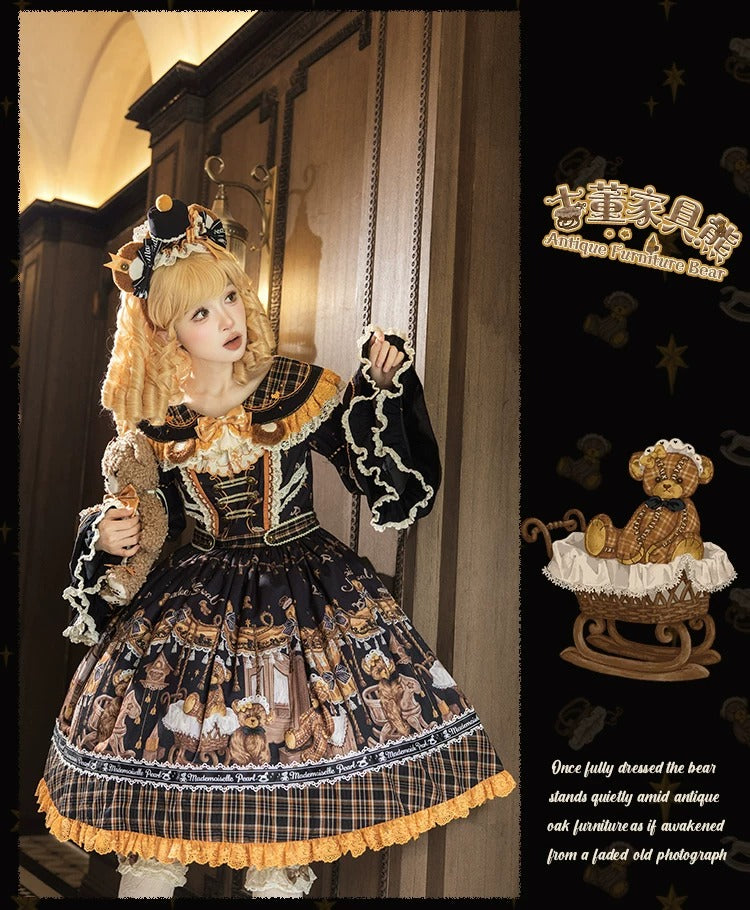 【受注予約~9/8】Antique Furniture Bear ワンピース・ジャンパースカート・ブラウス【Melliflorpearl】